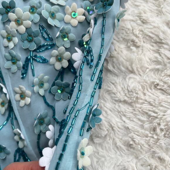 SOLD Alyce Designs vintage prom dress beaded floral sequin maxi gown long formal - Picture 8 of 17